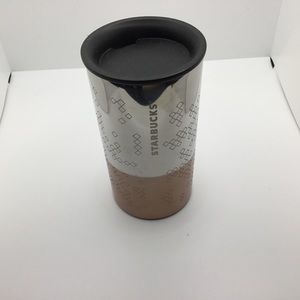 2012 Starbucks metal coffee/tea mug with lid.  8 oz.  Hard to find.